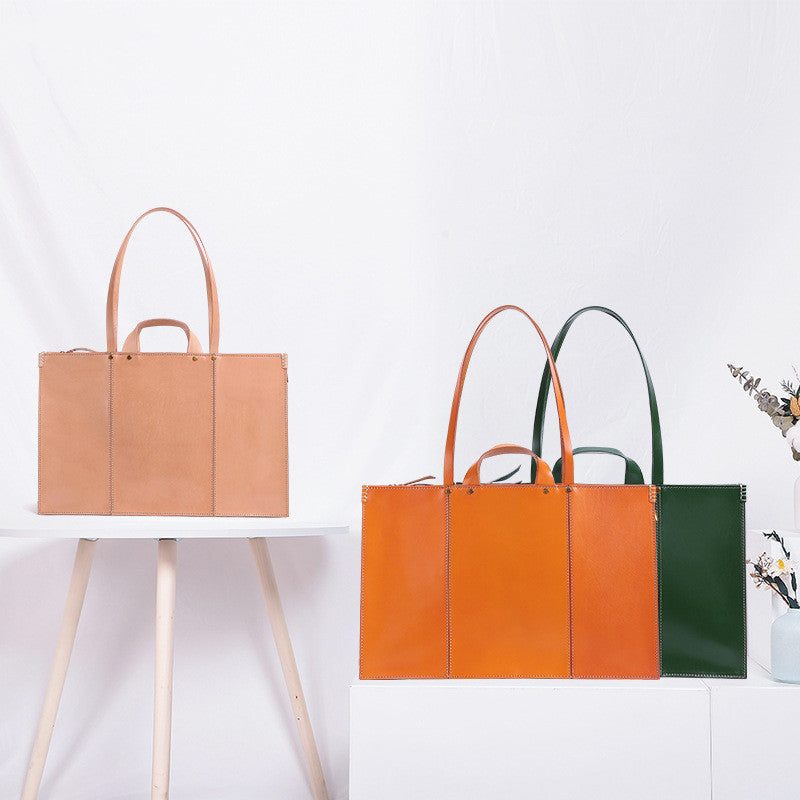 Sarah Express Retro Large Capacity Leather Tote Bag