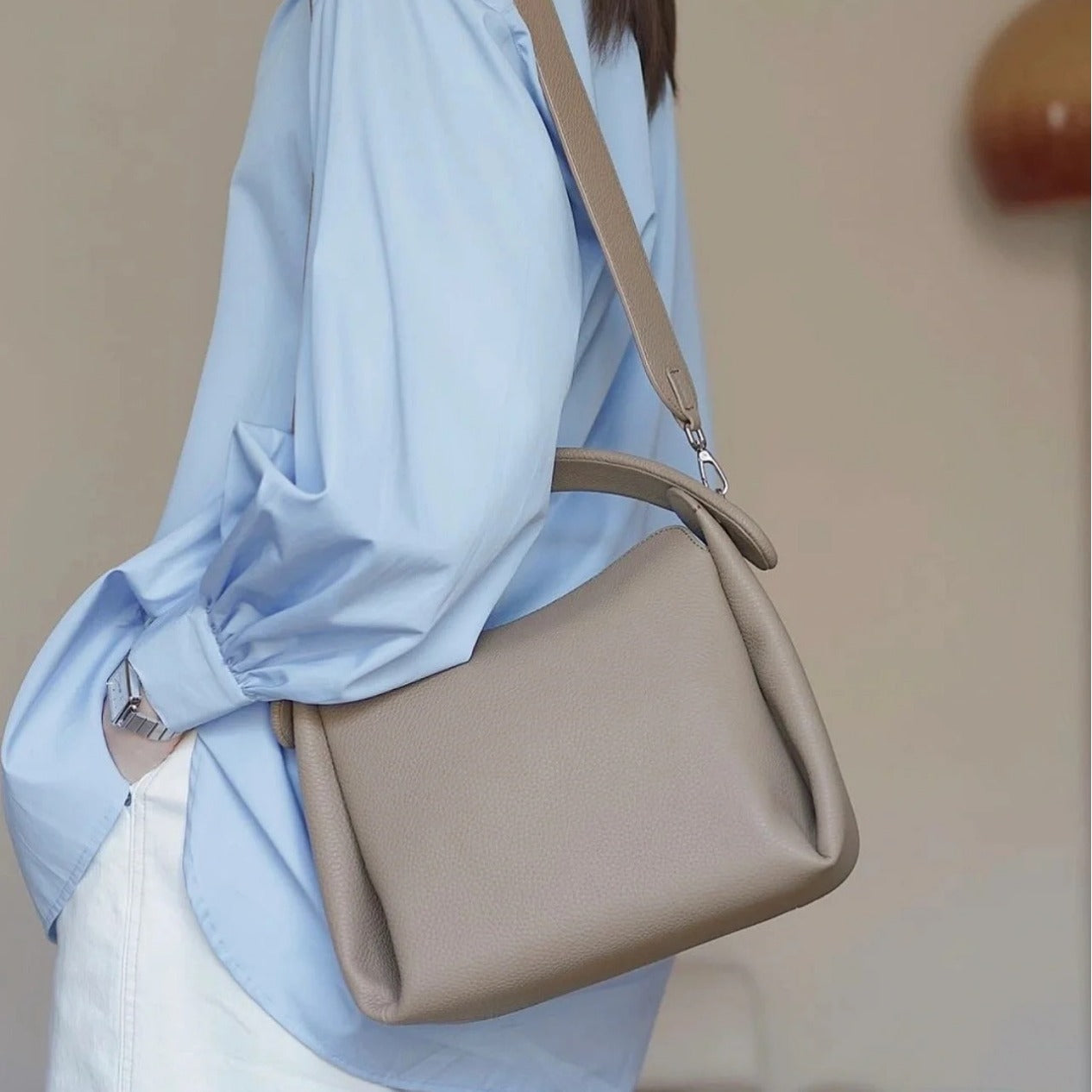 Sarah Express Genuine Leather Structured Box Shoulder Bag