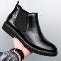 Sarah Express Men's Crocodile Pattern Leather Chelsea Boots Black