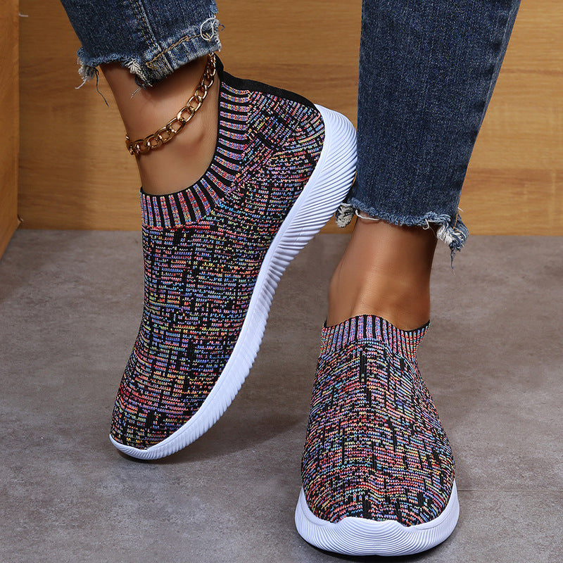 Sarah Express Unisex Stripe Knit Sock Sneakers