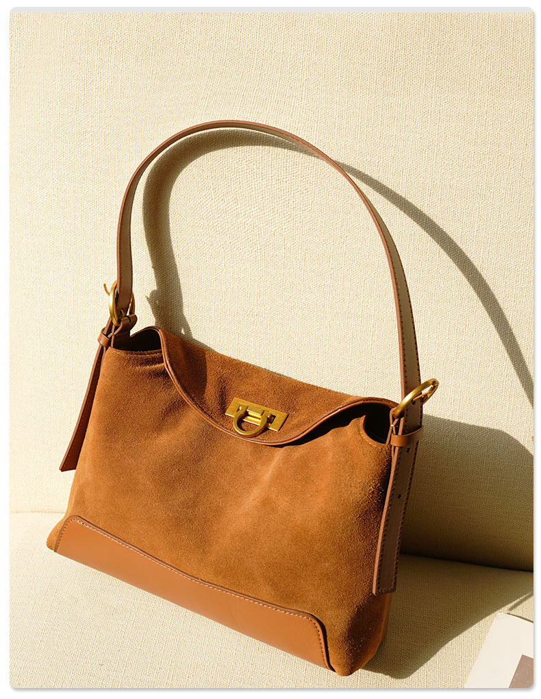 Sarah Express Sophisticated Suede Horizontal Square Tote Bag
