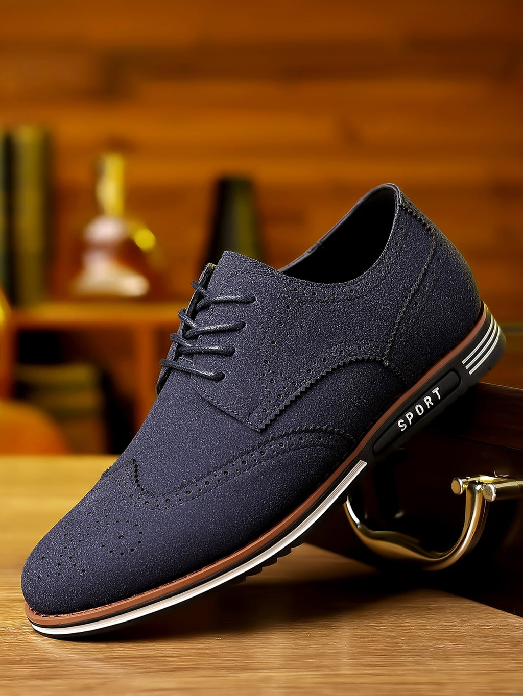 Sarah Express Men's Casual Suede Low-Top Shoes Blue