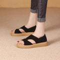 Sarah Express Flat Open-Toe Buckle Strap Sandals Black