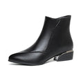 Sarah Express British-Style Pointed Toe Chunky Heel Boots Black