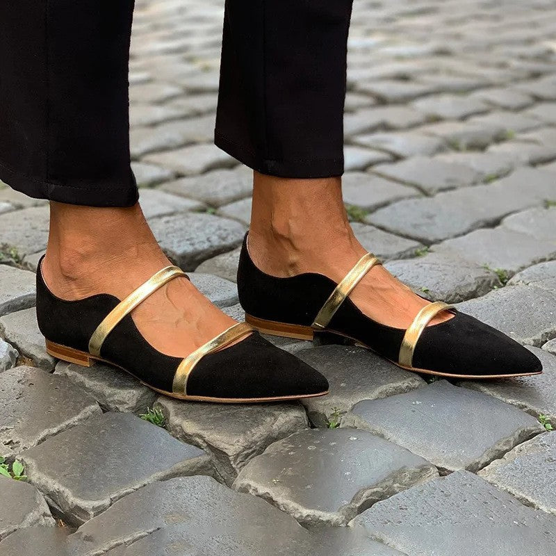 Sarah Express Pointed-Toe Suede Dress Shoes with Rhinestones