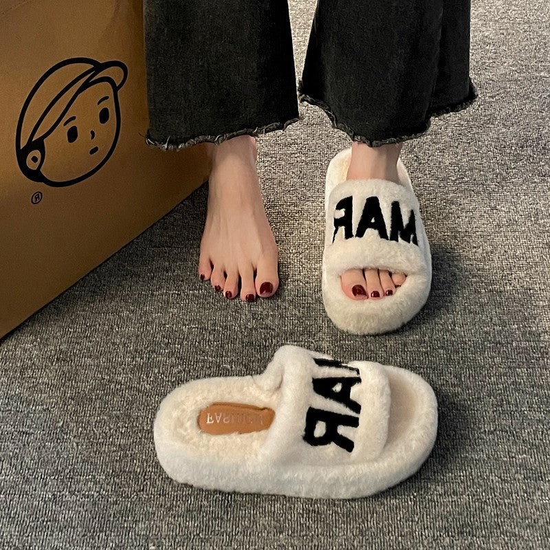 Sarah Express Plush Floral Flat Slippers