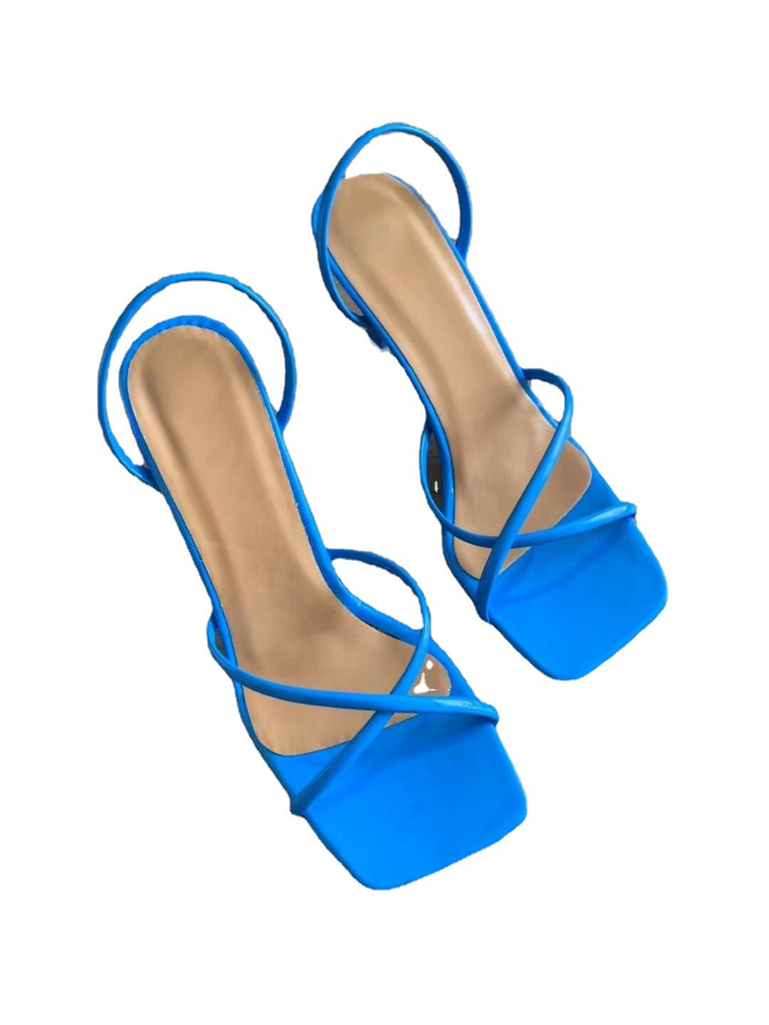 Sarah Express Strappy Square Toe Stiletto Sandals