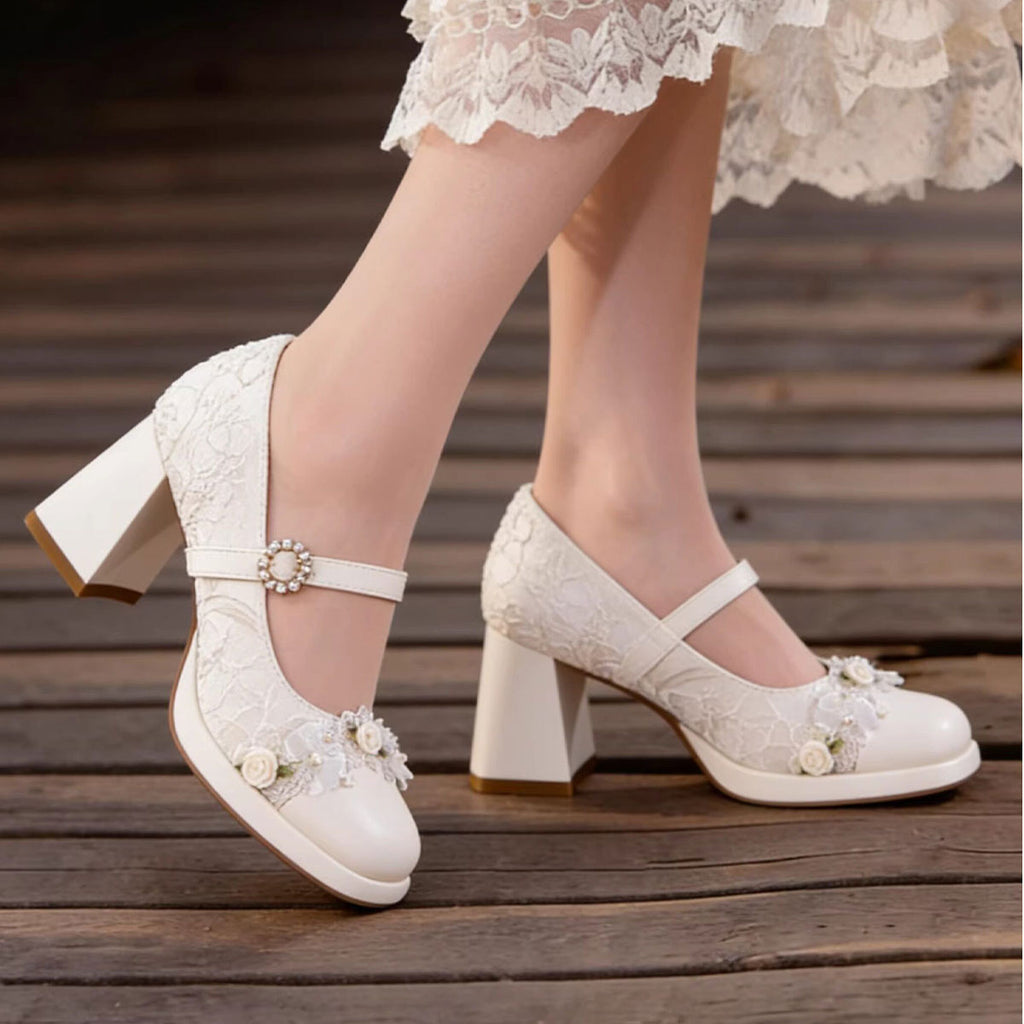 Sarah Express Lace Mary Jane Platform Bridal Heels