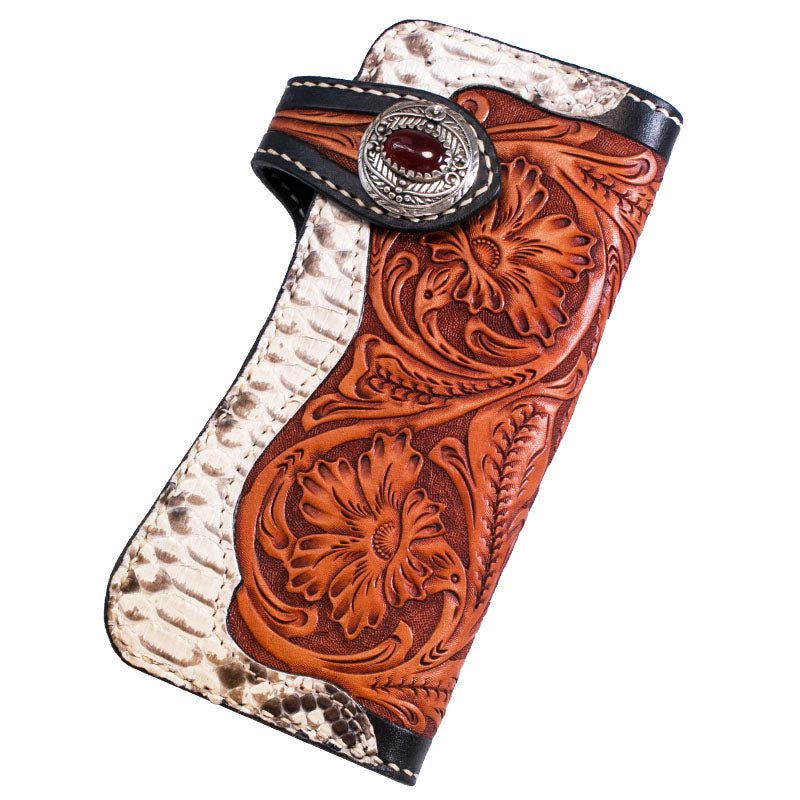 Sarah Express Tooled Leather Long Wallet With Buckle