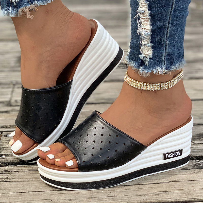 Sarah Express Women's Cutout Platform Wedge Sandals