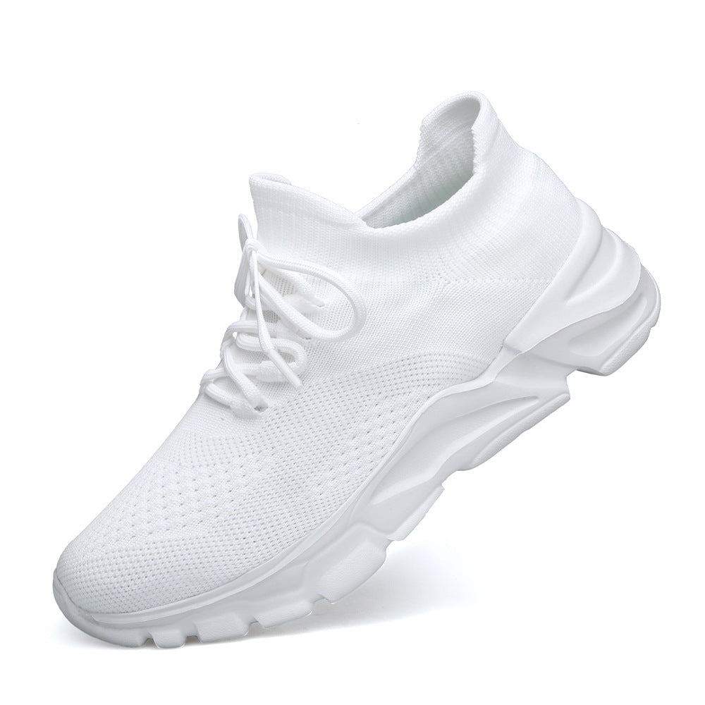 Sarah Express Breathable Lightweight Knit Lace-Up Sneakers White