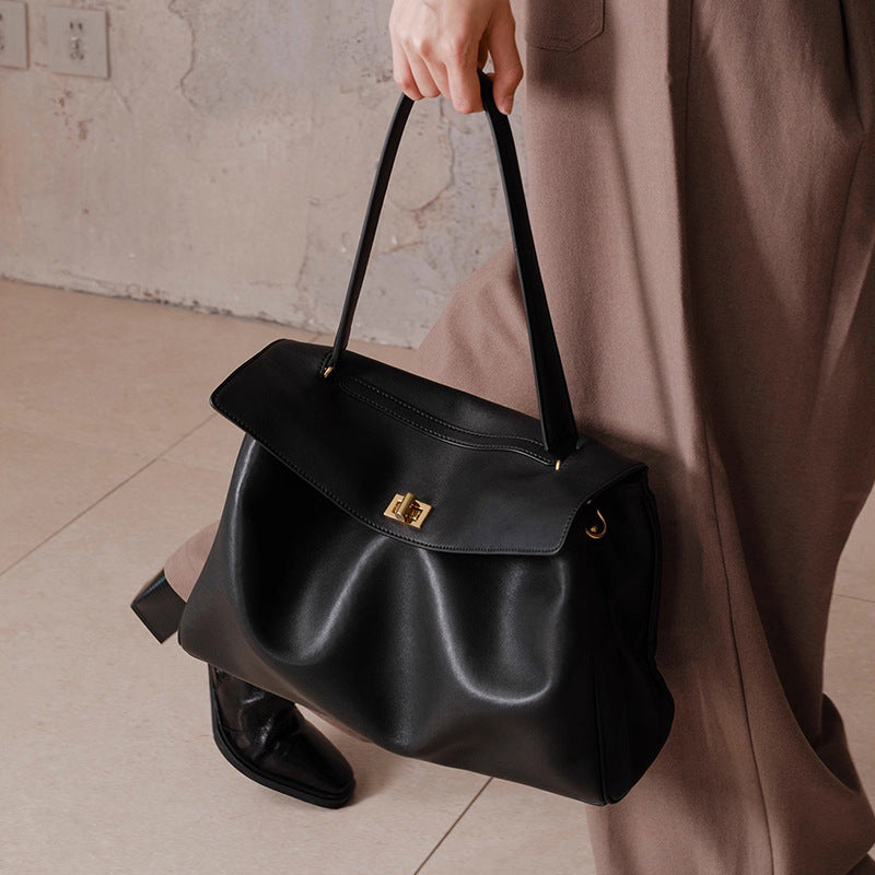 Sarah Express Structured Cowhide Leather Tote Handbag