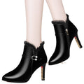 Sarah Express Women's Pointed Toe Stiletto Ankle Boots Black Single Boots