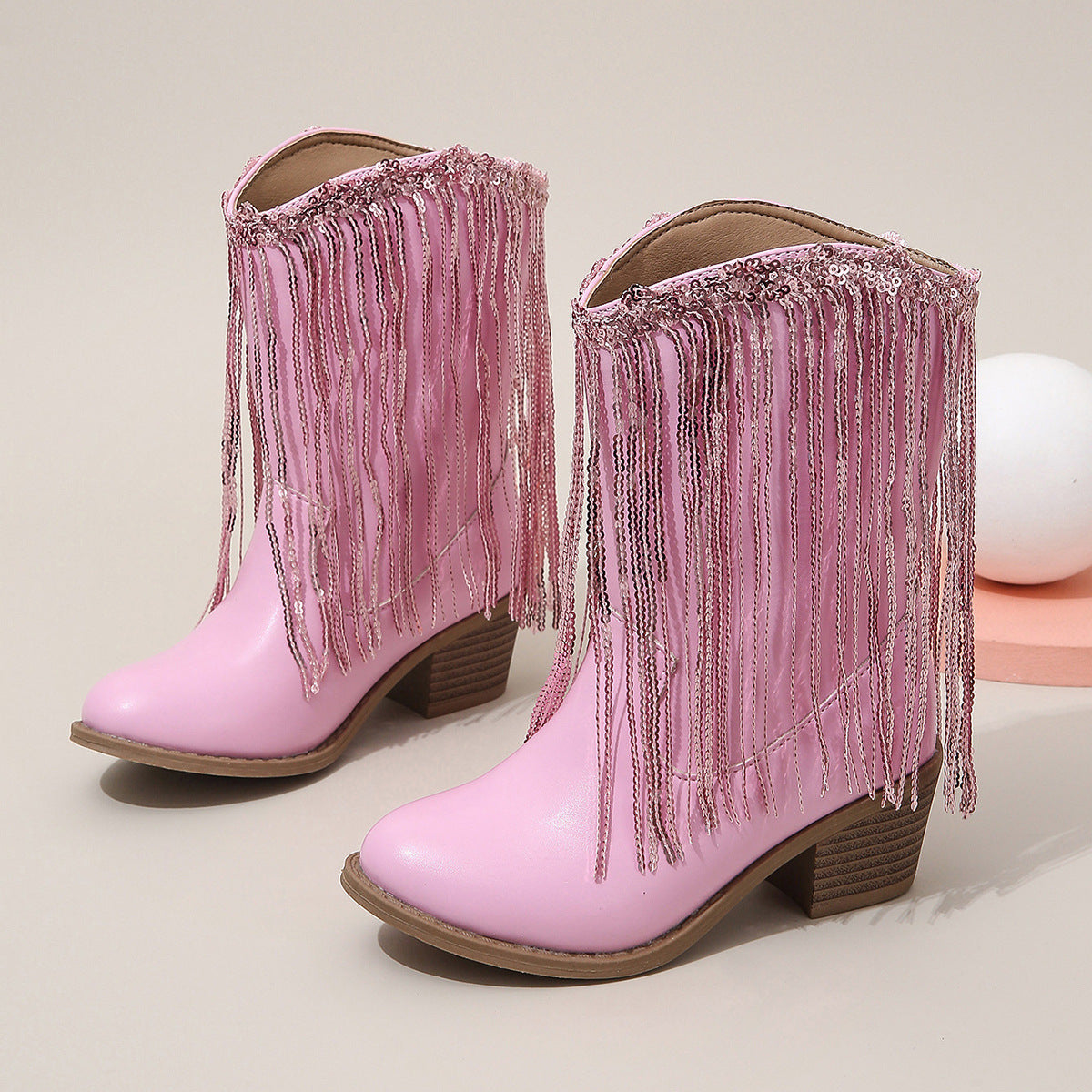 Sarah Express Western Fringe Chunky Heel Ankle Boots