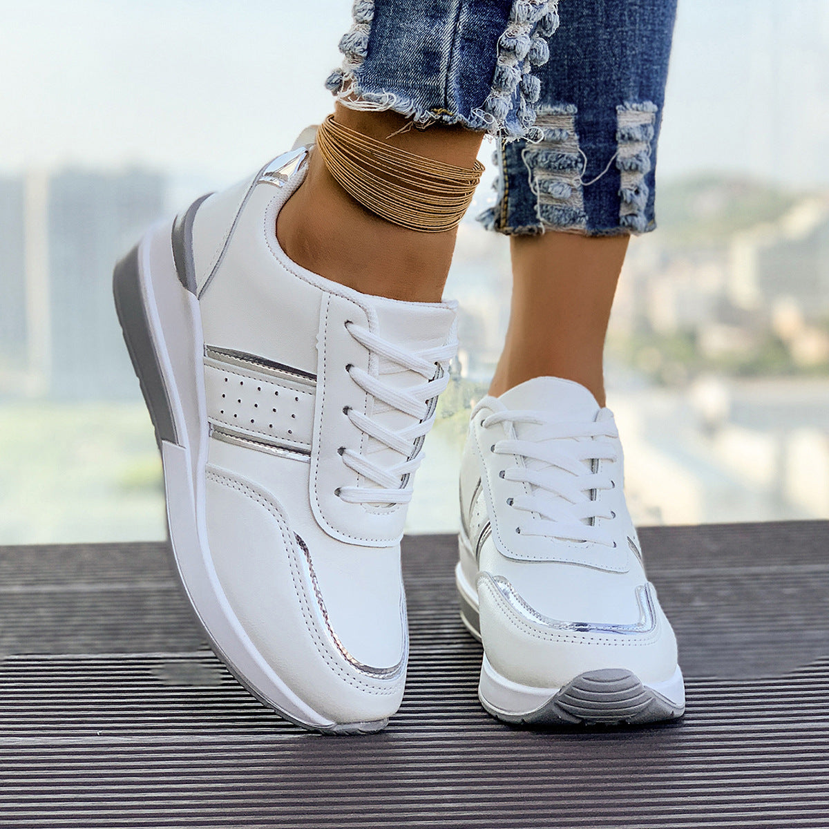 Sarah Express Women's Color-Block Chunky Platform Sneakers