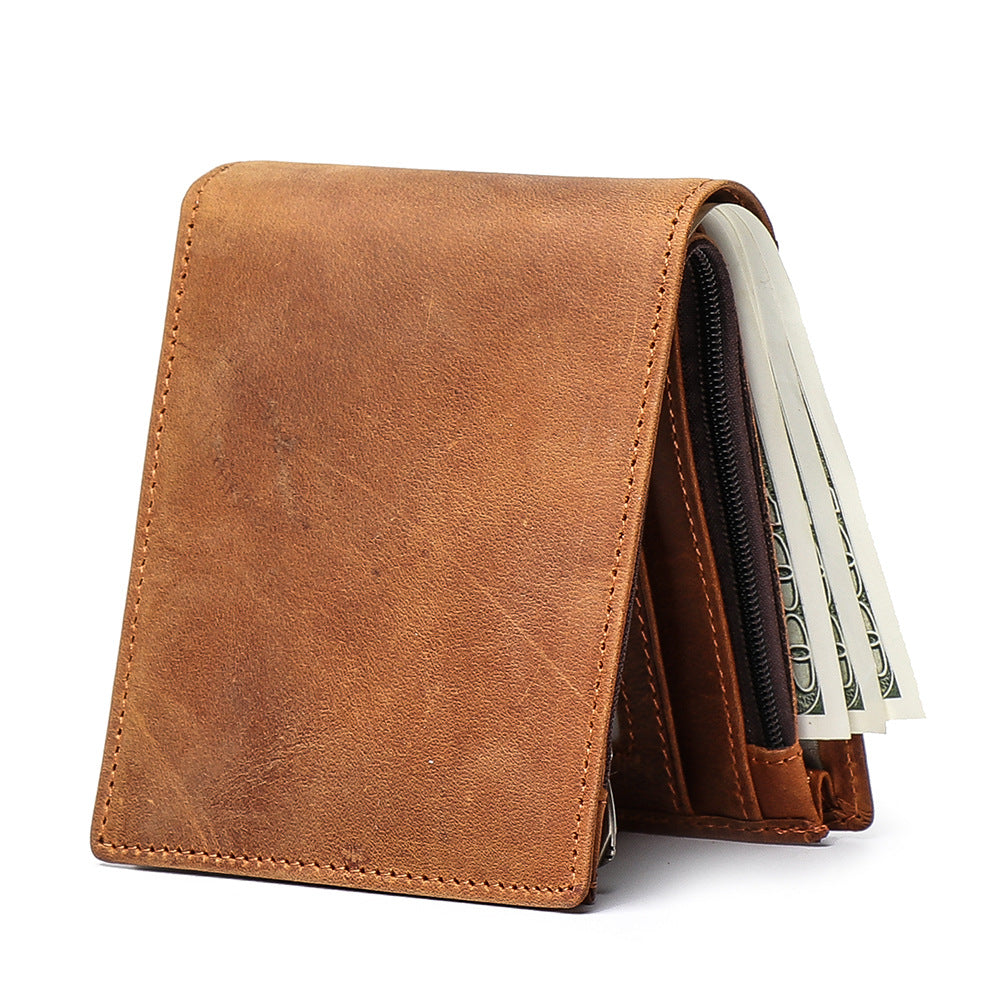 Sarah Express Retro Cowhide Leather Short Wallet