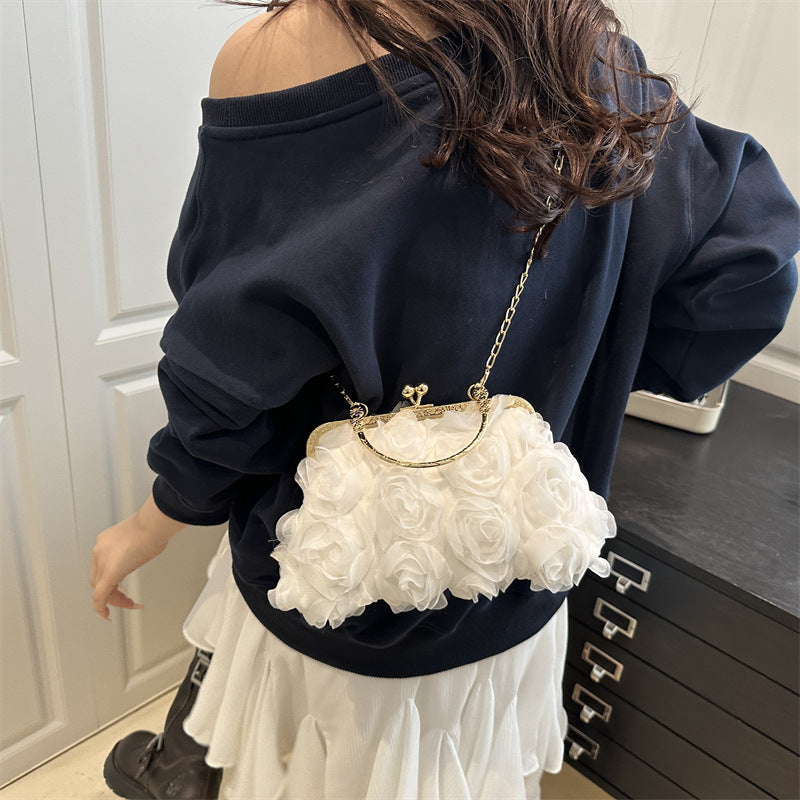 Sarah Express Rose Pattern Chain Strap Crossbody Bag