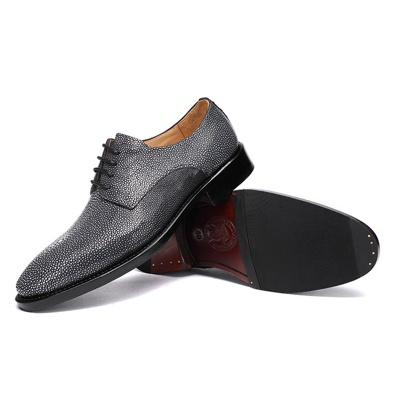 Sarah Express Textured Silver Lace Up Dress Shoes