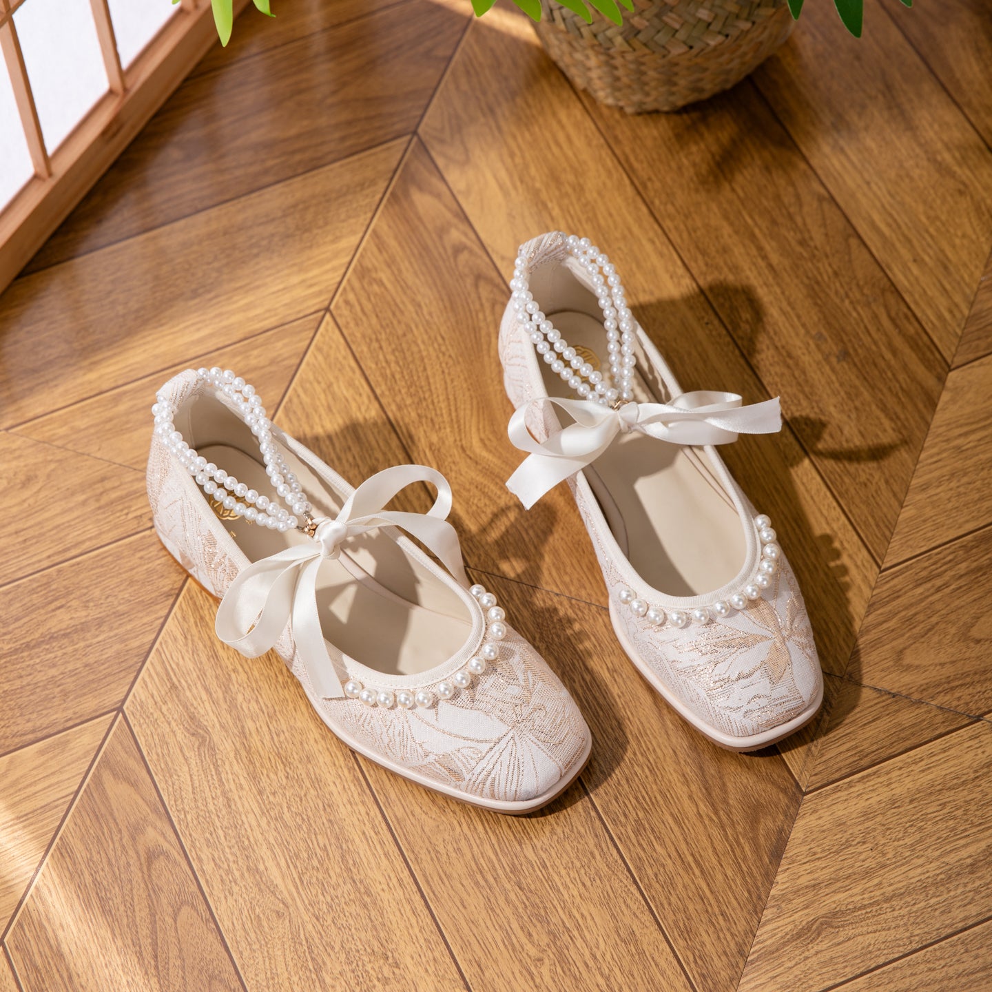 Sarah Express Jacquard Mary Jane Low Heel Shoes