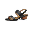 Sarah Express Handmade Full-Grain Leather Block Heel Sandals Black