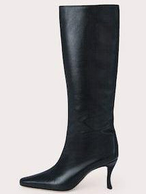 Sarah Express Square Toe Microfiber Knee High Boots Black