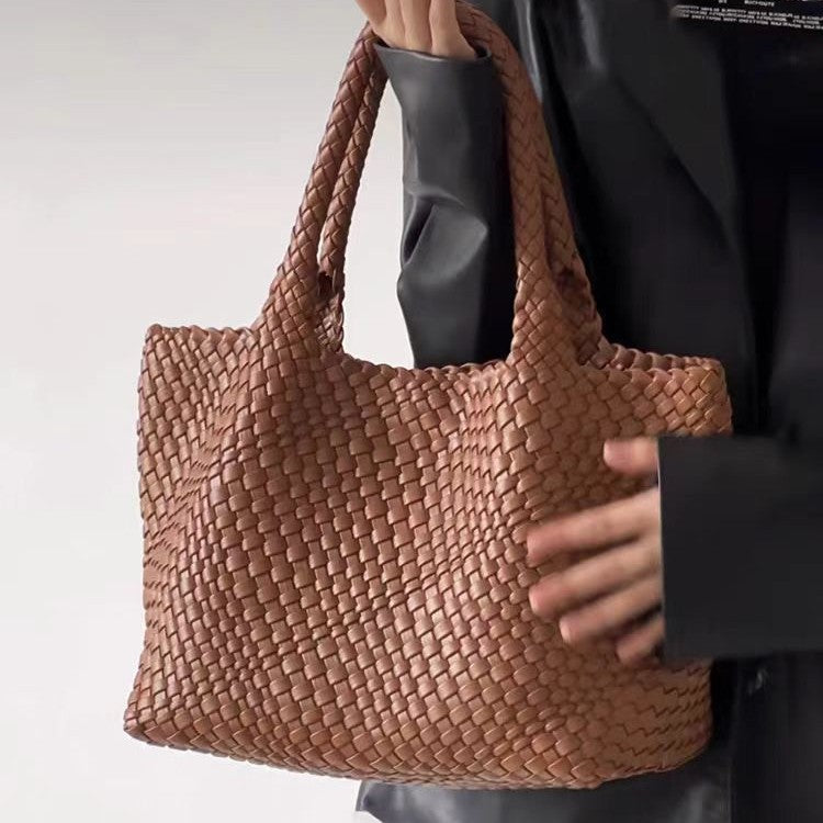 Sarah Express Handwoven PU Leather Shoulder Bag