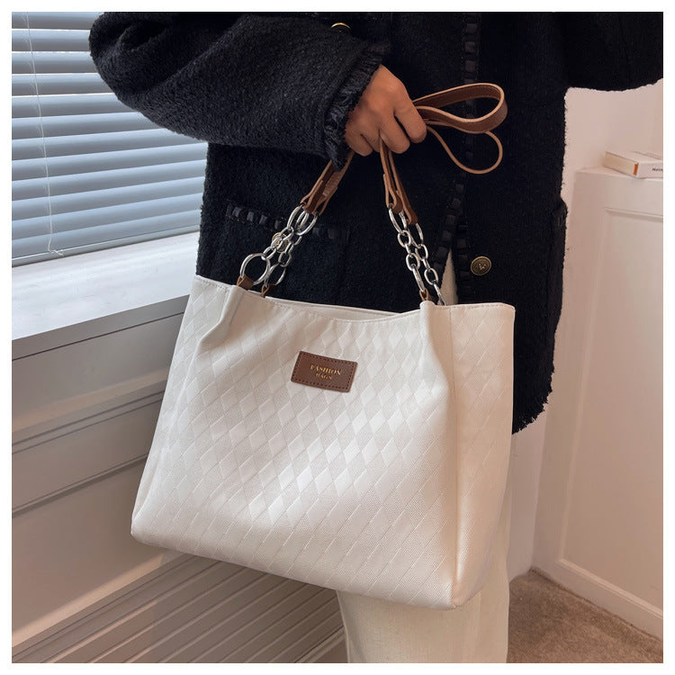 Sarah Express Rhombus Pattern Chain Shoulder Tote Bag