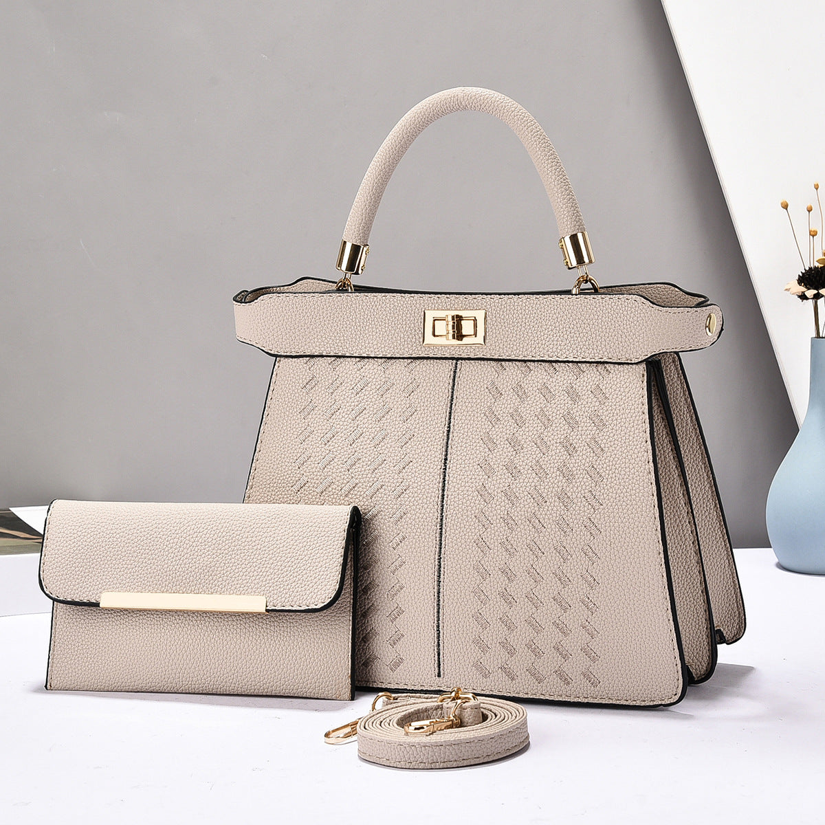 Sarah Express 2-in-1 Structured Bucket Bag Set Khaki