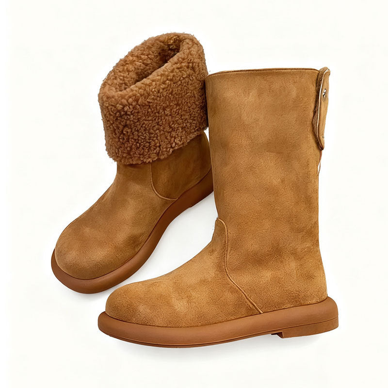 Sarah Express Warm Cotton Lined Mid-Calf Slip-On Boots