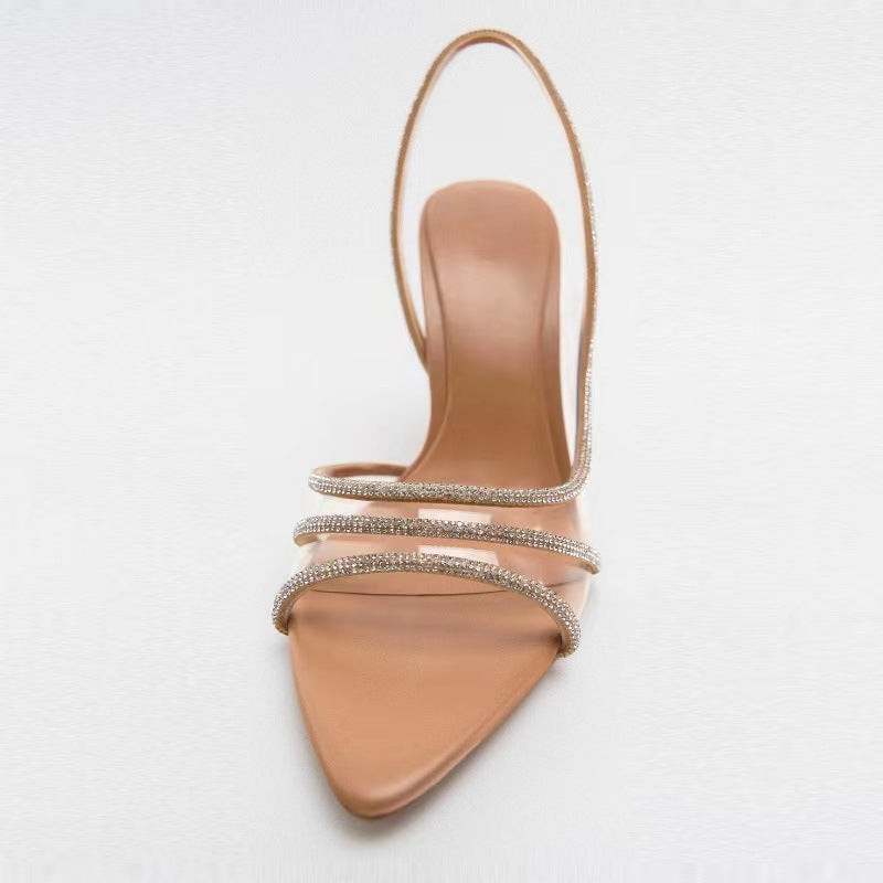 Sarah Express Pointed Toe Rhinestone Slingback Heels