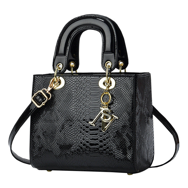 Sarah Express Structured Snakeskin Pattern Messenger Handbag