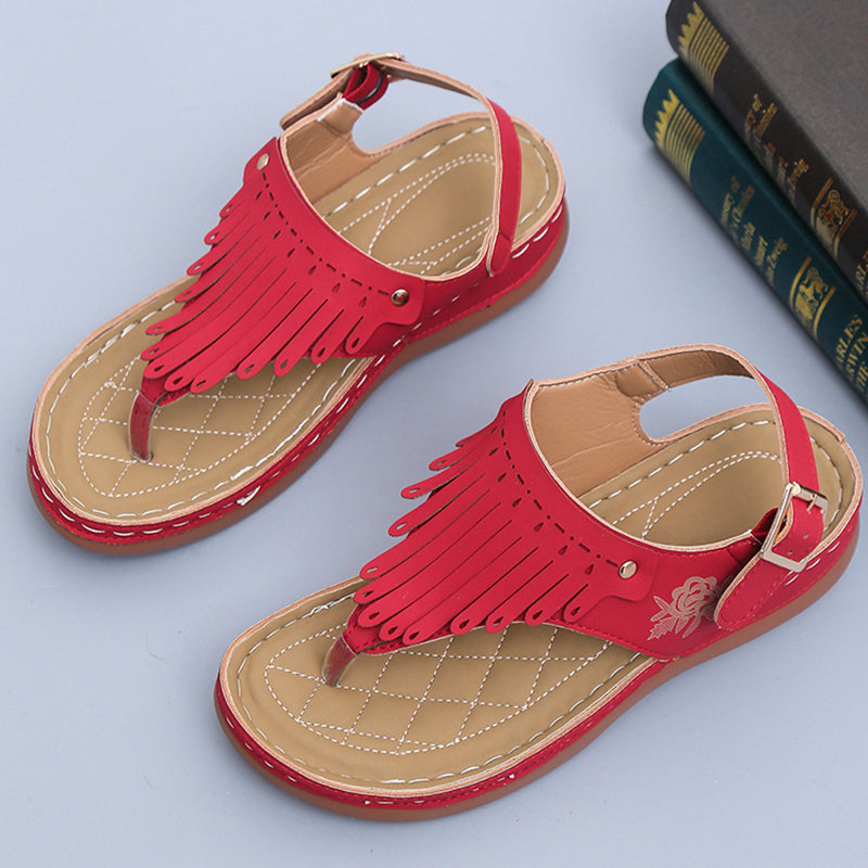 Sarah Express Women's Roman Cutout Wedge Beach Sandals Red