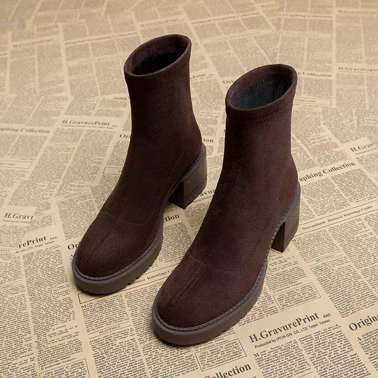 Sarah Express Women's Mid Heel Cutout Ankle Boots
