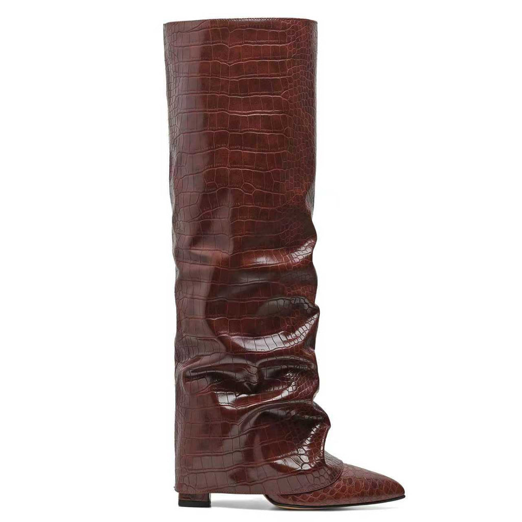 Sarah Express Chunky Heel Pointed Toe Over-the-Knee Boots