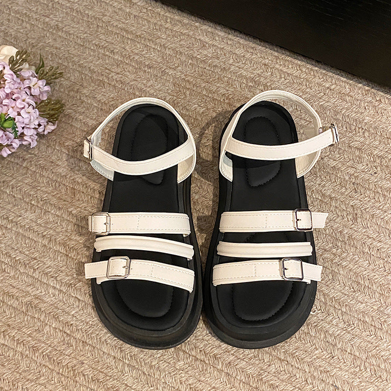 Sarah Express Women's Roman Style Flat Beach Sandals Beige