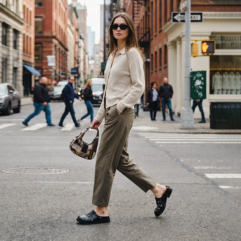 Sarah Express Full Grain Leather Studded Mules