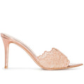 Sarah Express Pointed-Toe Stiletto Lace Mules Champagne Gold 8.5cm