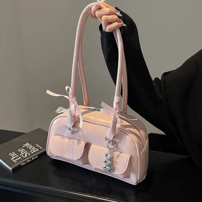 Sarah Express Bow-Tie Ribbon Bowling Shoulder Bag