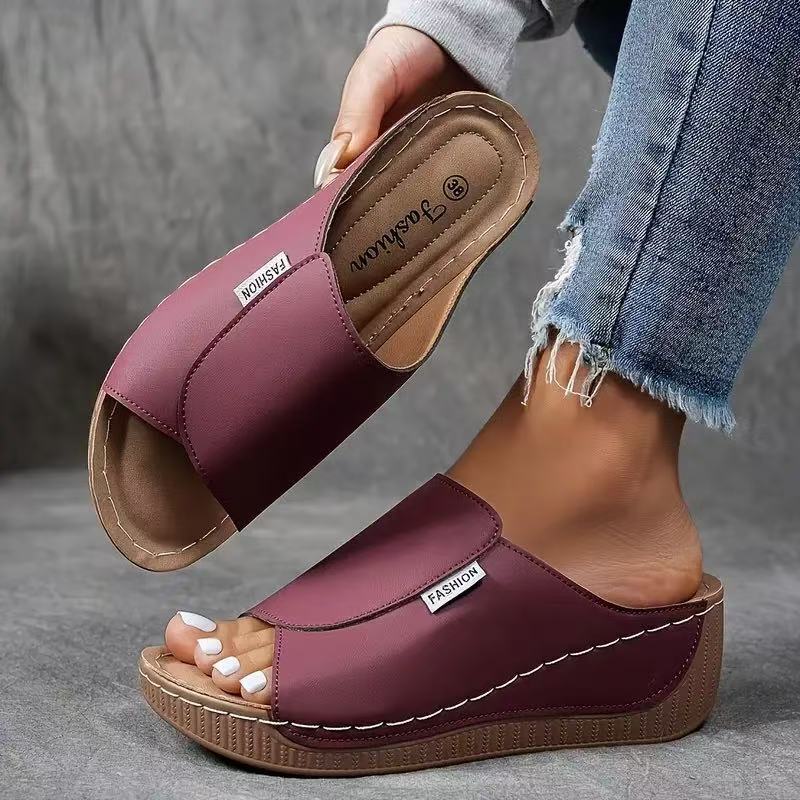 Sarah Express Women's Chunky Sole Open Toe Slides