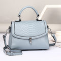 Sarah Express Crocodile Print Leather Small Square Bag Blue
