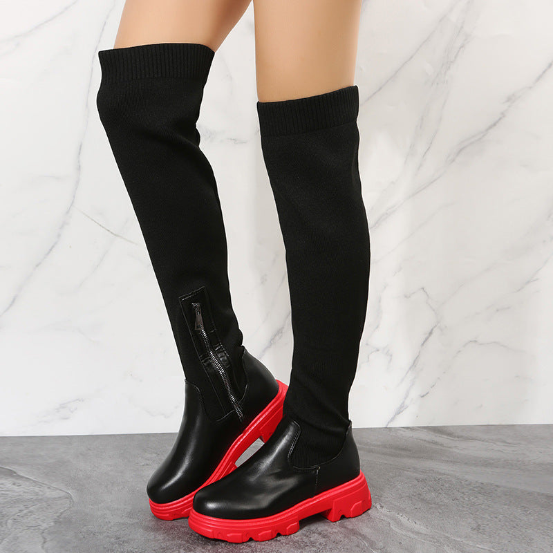 Sarah Express Women's Knee High Side Zipper Boots