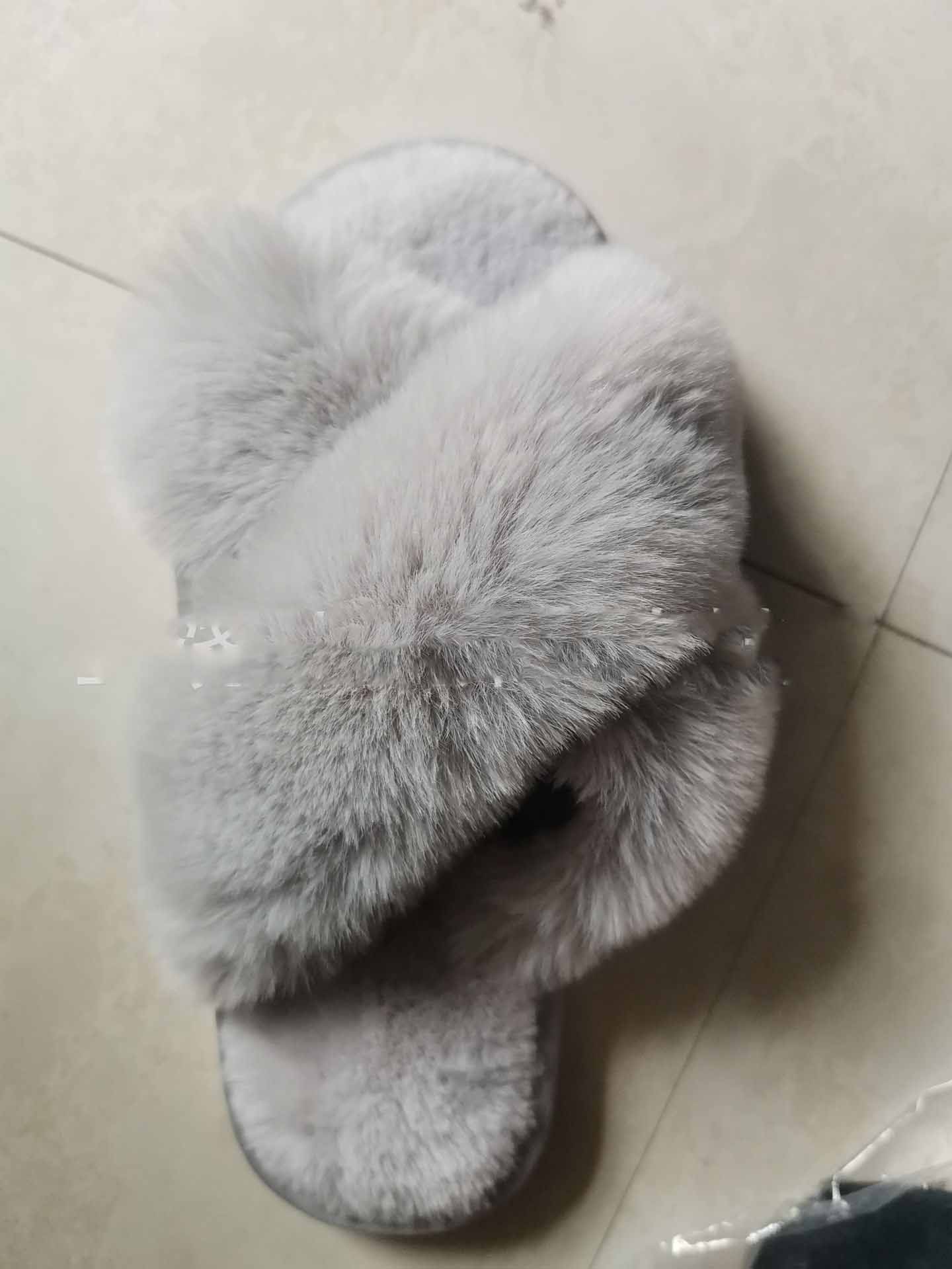 Sarah Express Fluffy Faux Fur Cross Strap Slides