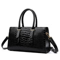 Sarah Express Crocodile Pattern Structured Messenger Shoulder Bag Black