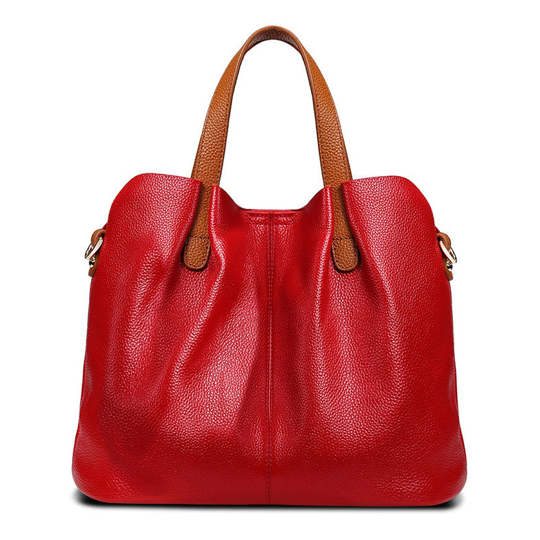 Sarah Express Casual Soft Leather Shoulder Tote Bag Red