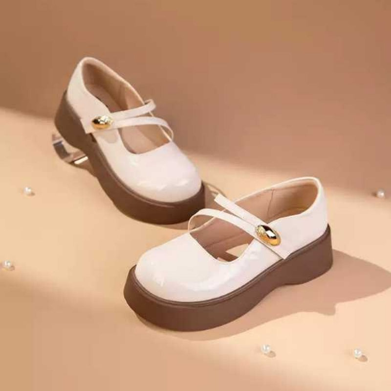 Sarah Express Vintage Platform Mary Jane Flats White