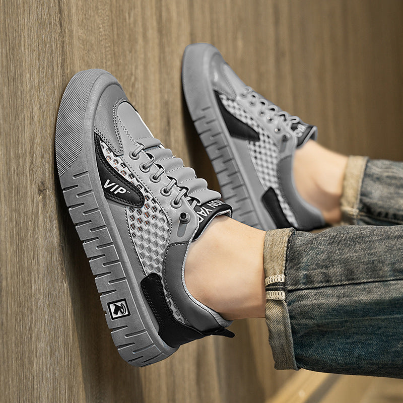 Sarah Express Men's Breathable Mesh Lace-Up Sneakers