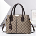 Sarah Express Structured PU Leather Horizontal Square Handbag Li Pattern Beige 30x21x13