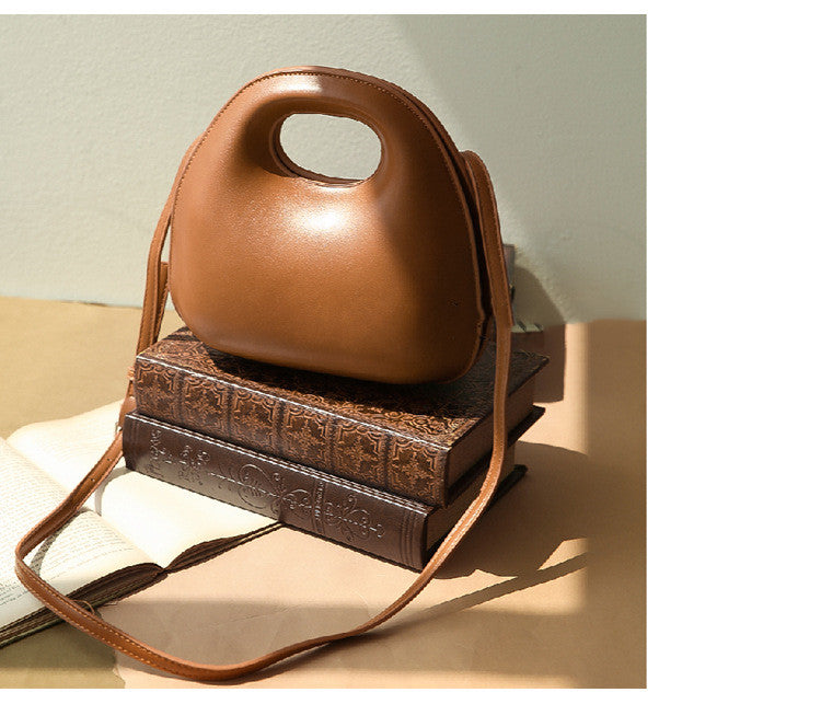 Sarah Express Structured Shell Shape Round Flap Messenger Bag Caramel
