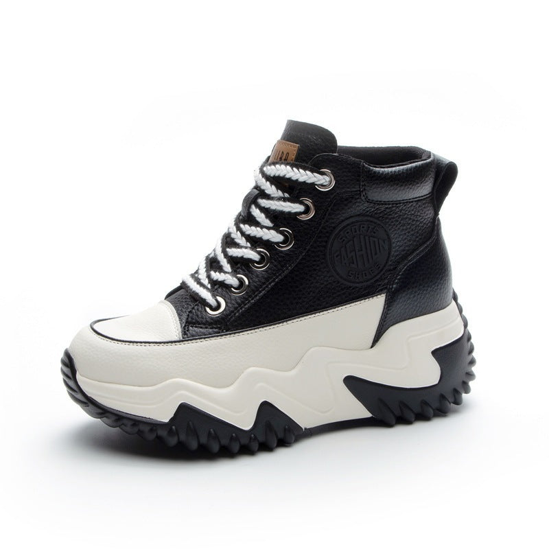 Sarah Express High-Top Wedge Sneakers with Perforated Detail Black Single
