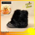 Sarah Express Fleece Lined Platform Winter Snow Boots Black Upgraded Version
